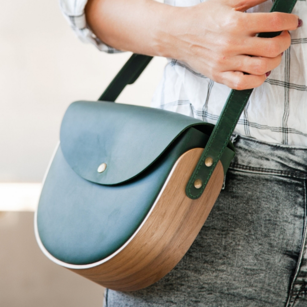 Curved Wood Crossbody